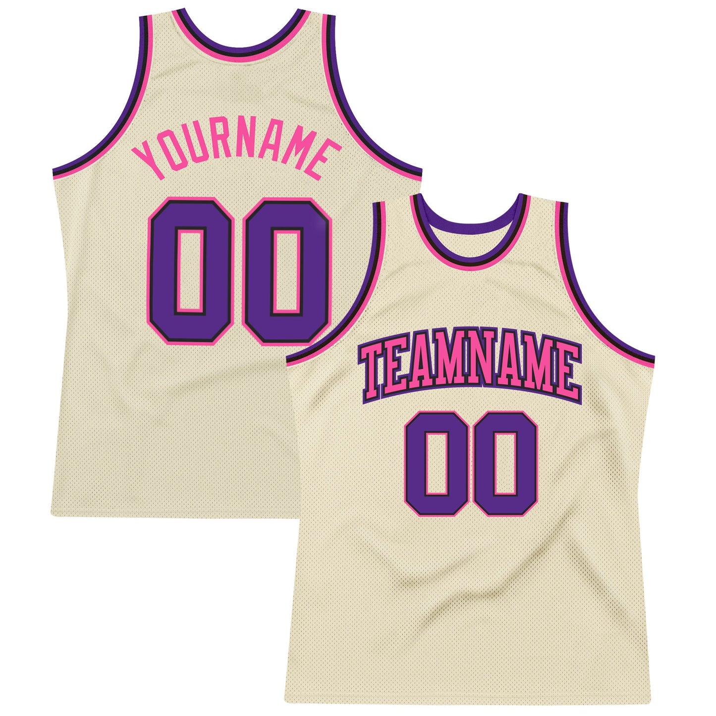 Custom Cream Purple Black-Pink Authentic Throwback Basketball Jersey - Sky-Custom