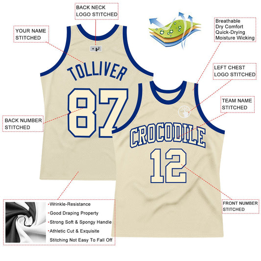 Custom Cream Cream-Royal Authentic Throwback Basketball Jersey - Sky-Custom