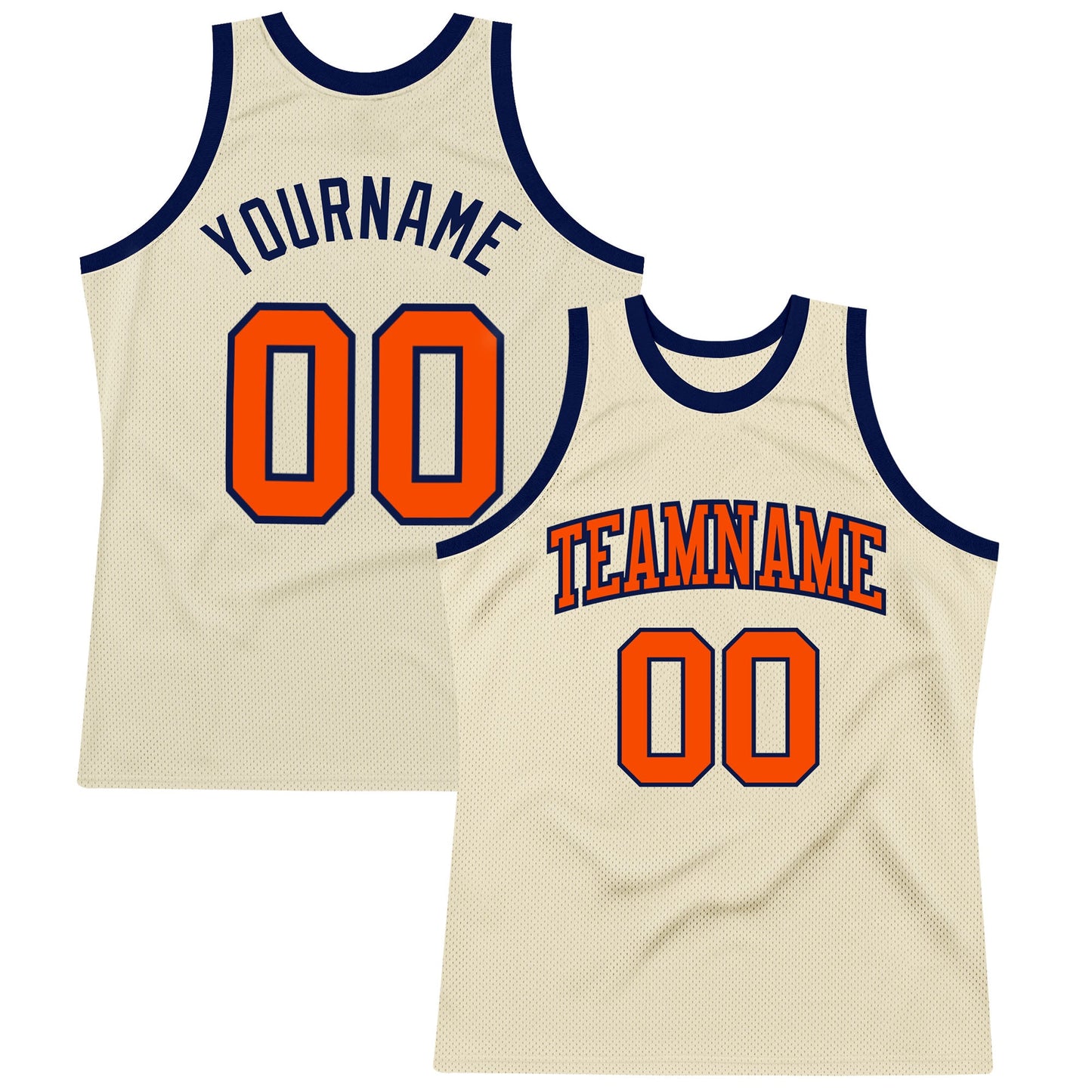 Custom Cream Orange-Navy Authentic Throwback Basketball Jersey - Sky-Custom