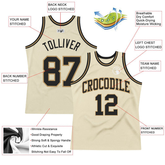 Custom Cream Black-Old Gold Authentic Throwback Basketball Jersey - Sky-Custom