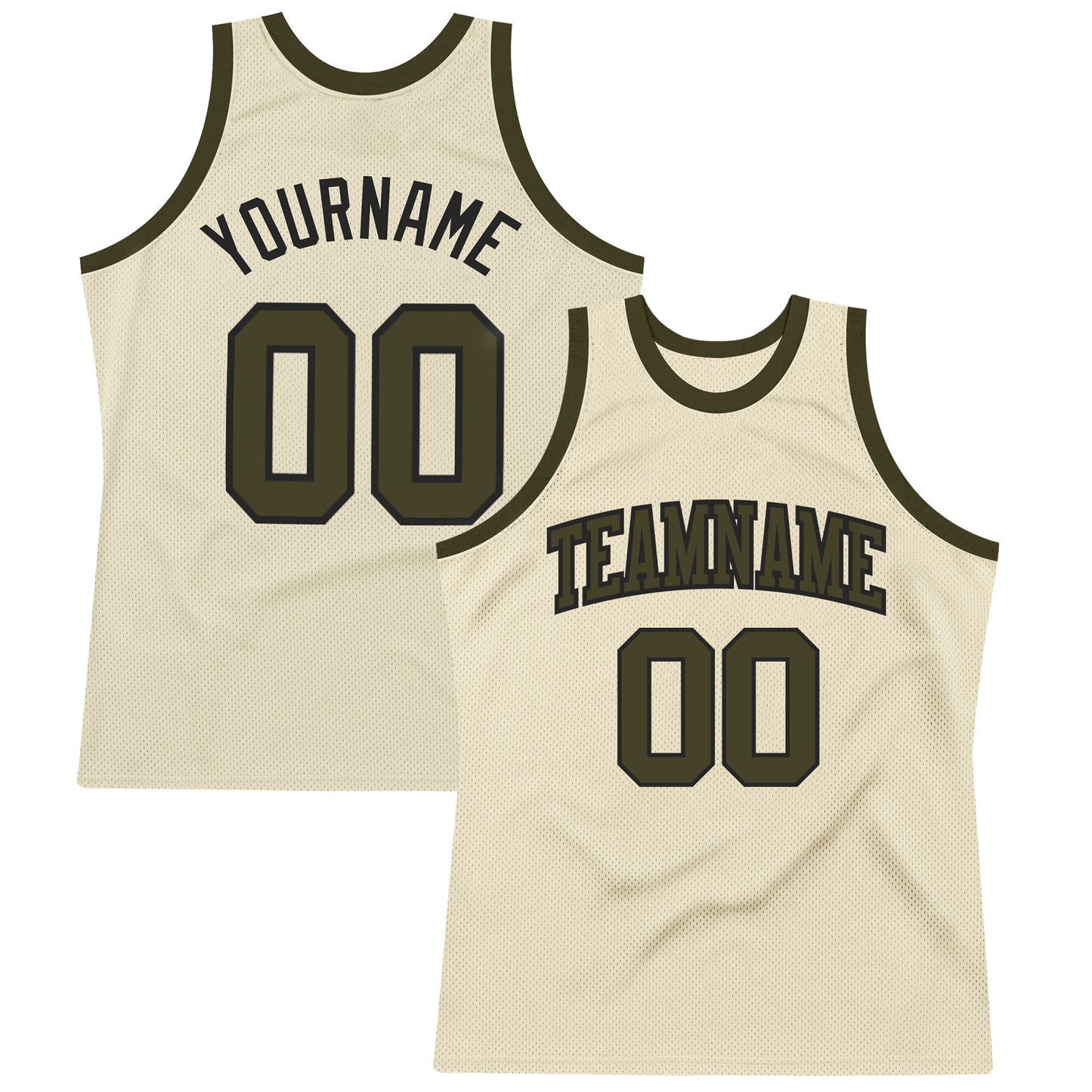 Custom Cream Olive-Black Authentic Throwback Basketball Jersey - Sky-Custom