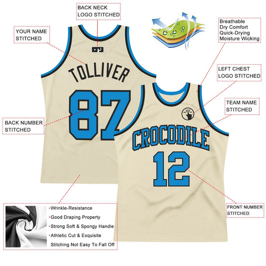 Custom Cream Blue-Black Authentic Throwback Basketball Jersey - Sky-Custom