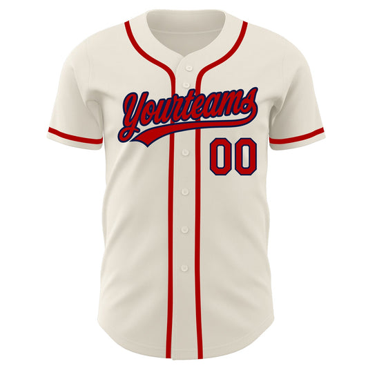Custom Cream Red-Navy Authentic Baseball Jersey - Sky-Custom