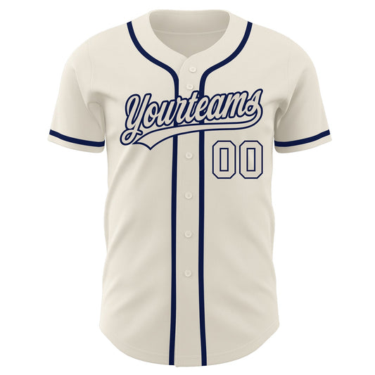Custom Cream Cream-Navy Authentic Baseball Jersey - Sky-Custom