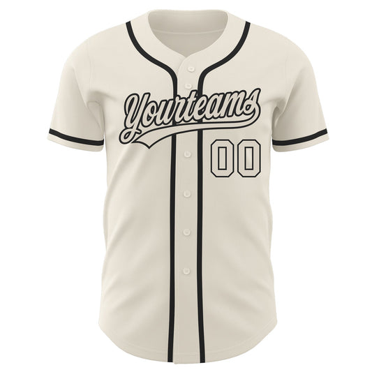 Custom Cream Cream-Black Authentic Baseball Jersey - Sky-Custom