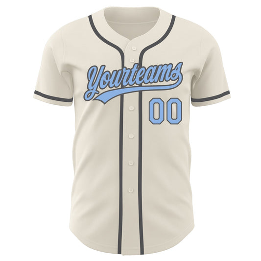 Custom Cream Light Blue-Steel Gray Authentic Baseball Jersey - Sky-Custom