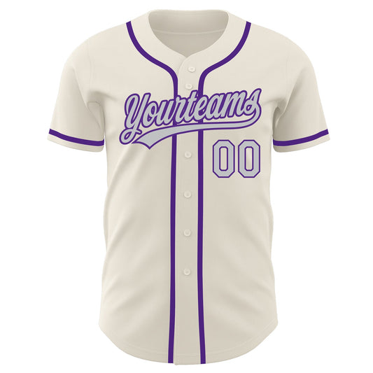 Custom Cream Gray-Purple Authentic Baseball Jersey - Sky-Custom
