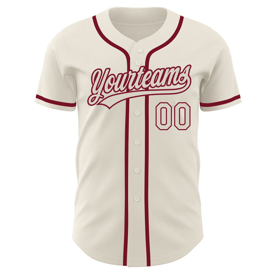 Custom Cream Cream-Crimson Authentic Baseball Jersey - Sky-Custom