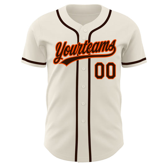 Custom Cream Brown-Orange Authentic Baseball Jersey - Sky-Custom