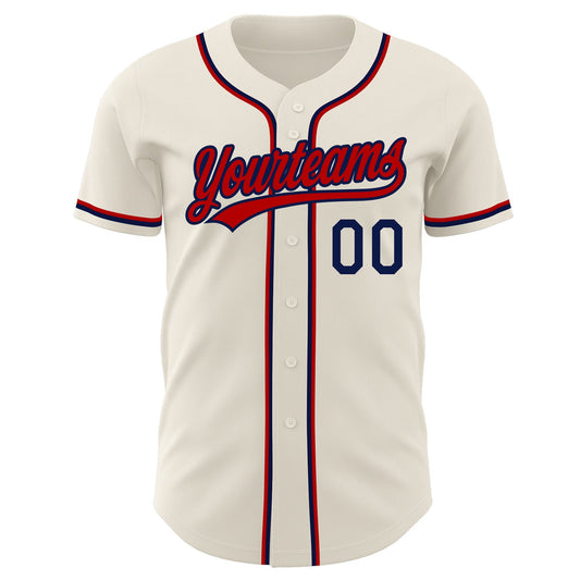 Custom Cream Red-Navy Authentic Baseball Jersey - Sky-Custom