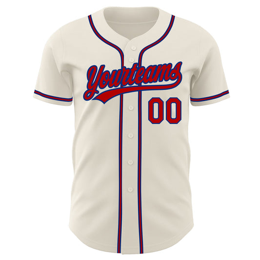 Custom Cream Red-Royal Authentic Baseball Jersey - Sky-Custom