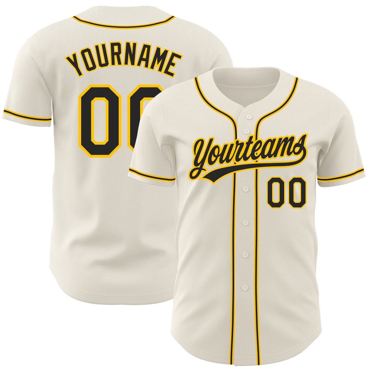 Custom Cream Black-Gold Authentic Baseball Jersey - Sky-Custom