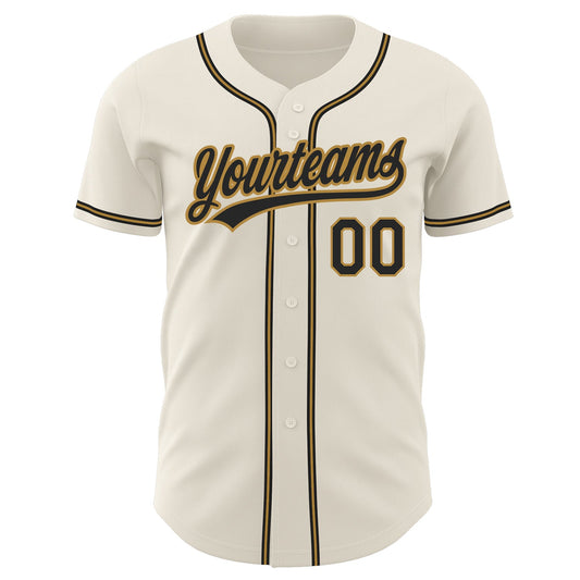Custom Cream Black-Old Gold Authentic Baseball Jersey - Sky-Custom