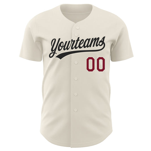 Custom Cream Crimson-Black Authentic Baseball Jersey - Sky-Custom