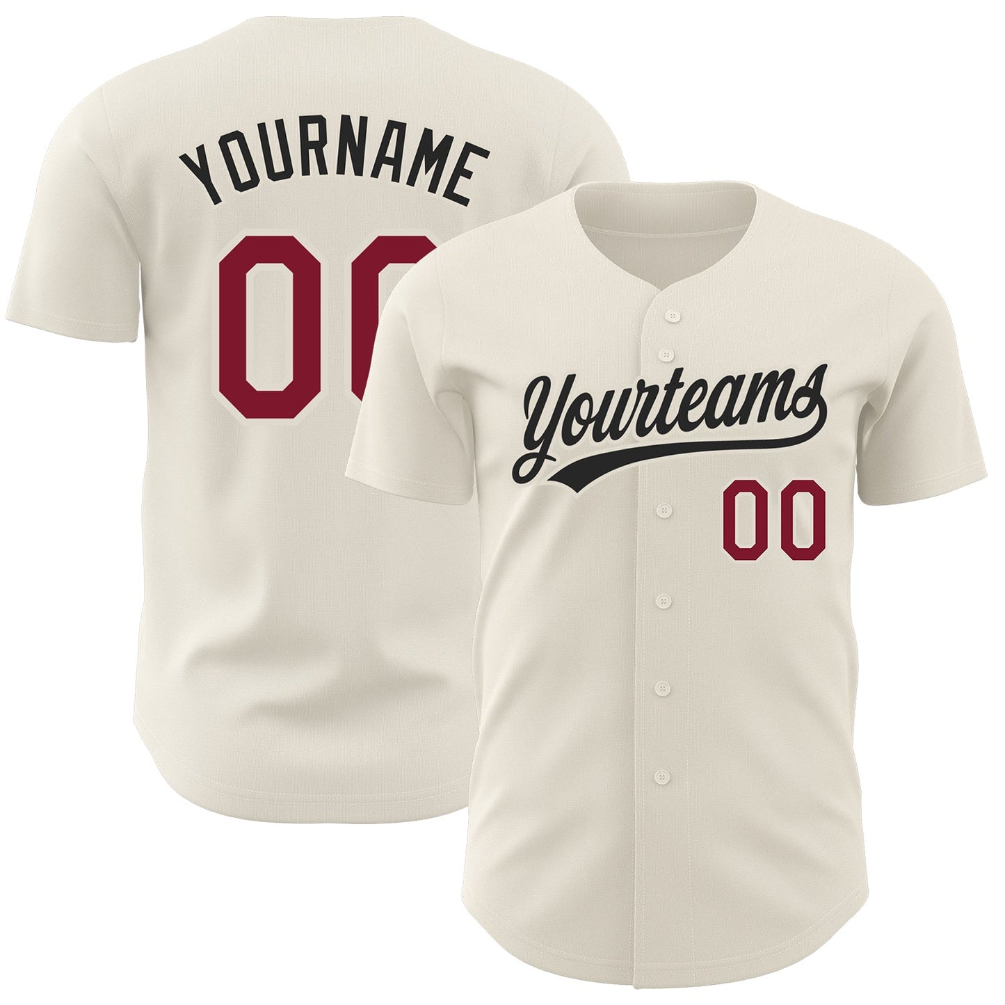 Custom Cream Crimson-Black Authentic Baseball Jersey - Sky-Custom