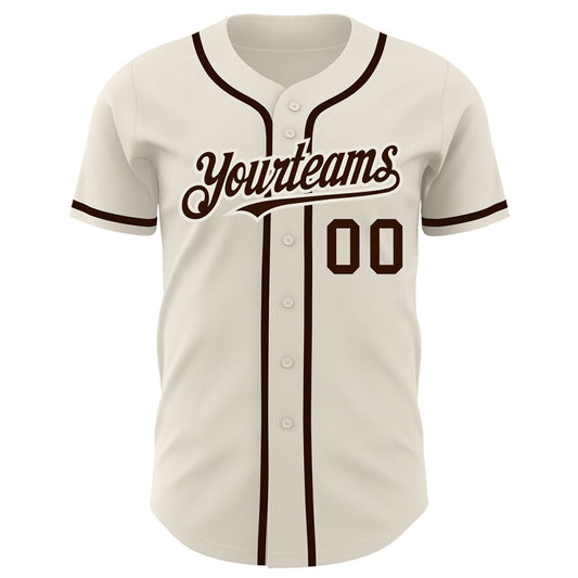 Custom Cream Brown Authentic Baseball Jersey - Sky-Custom