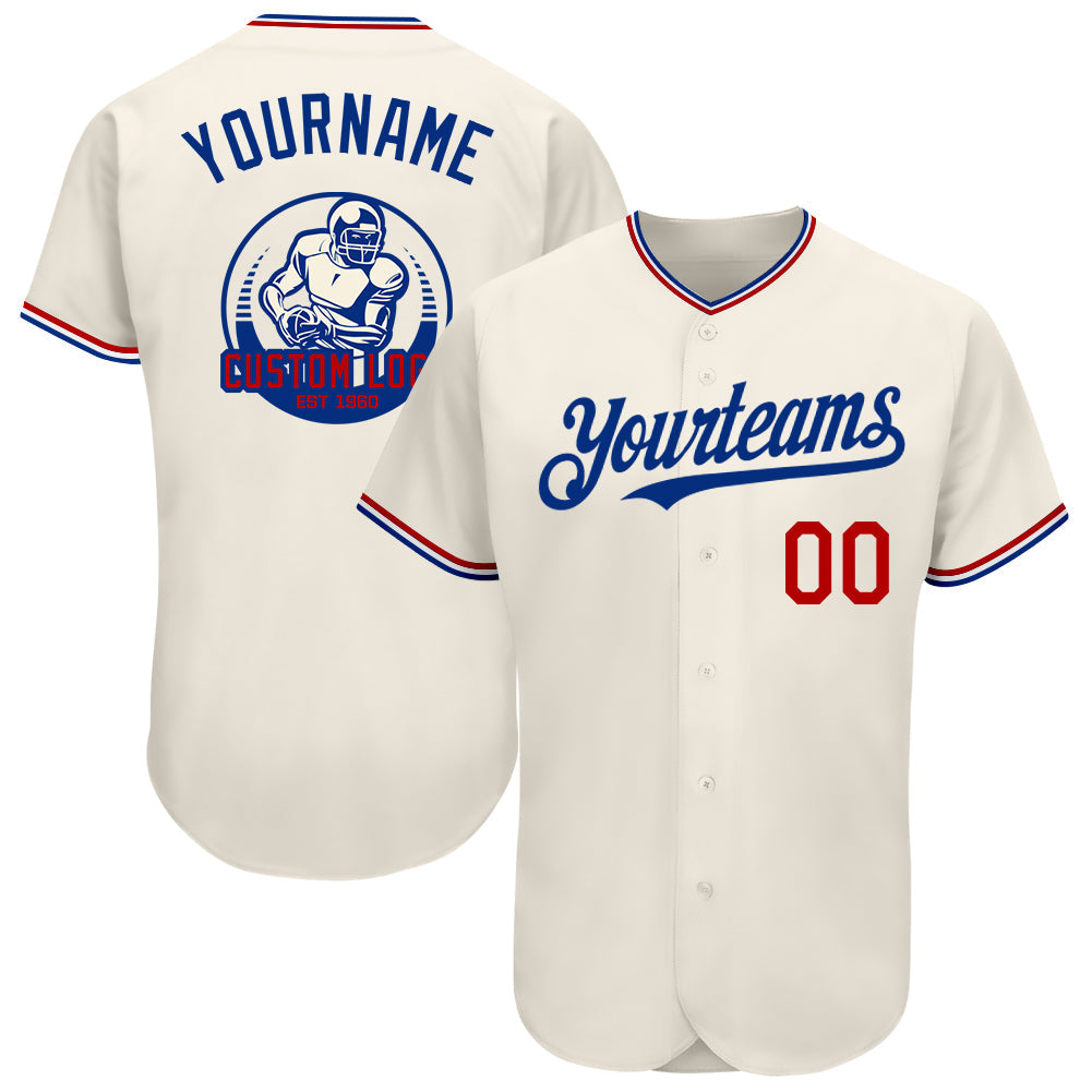 Custom Cream Red-Royal Authentic Baseball Jersey - Sky-Custom