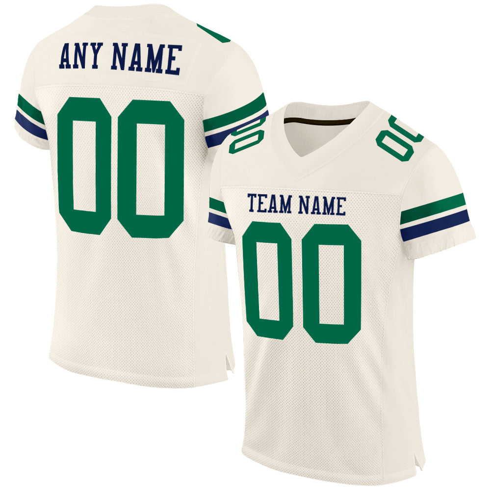 Custom Cream Kelly Green-Navy Mesh Authentic Football Jersey - Sky-Custom