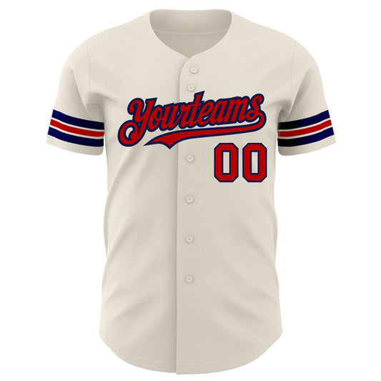 Custom Cream Red-Navy Authentic Baseball Jersey - Sky-Custom