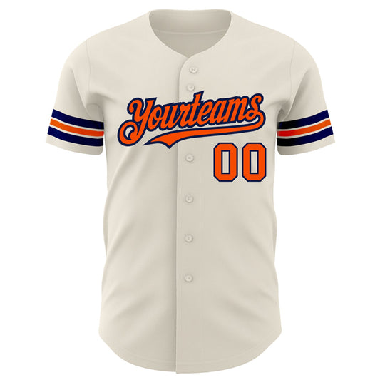 Custom Cream Orange-Navy Authentic Baseball Jersey - Sky-Custom