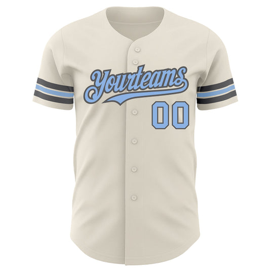 Custom Cream Light Blue-Steel Gray Authentic Baseball Jersey - Sky-Custom