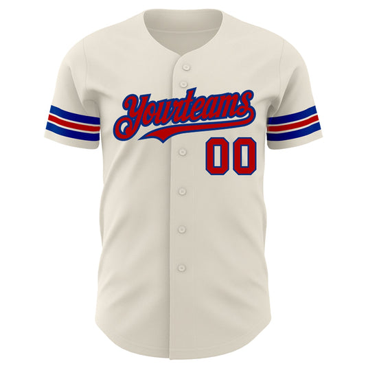 Custom Cream Red-Royal Authentic Baseball Jersey - Sky-Custom