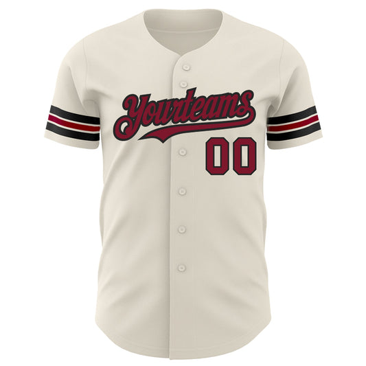 Custom Cream Crimson-Black Authentic Baseball Jersey - Sky-Custom
