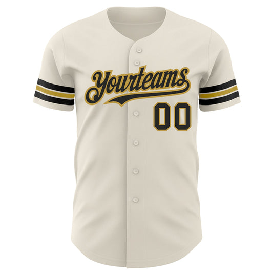 Custom Cream Black-Old Gold Authentic Baseball Jersey - Sky-Custom