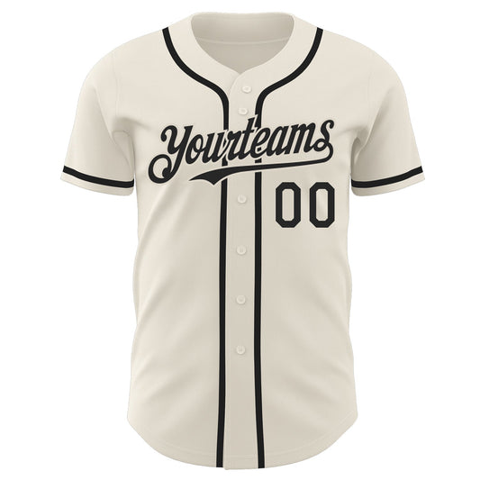 Custom Cream Black Authentic Baseball Jersey - Sky-Custom