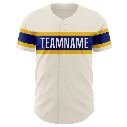 Custom Cream Royal-Yellow Authentic Baseball Jersey - Sky-Custom