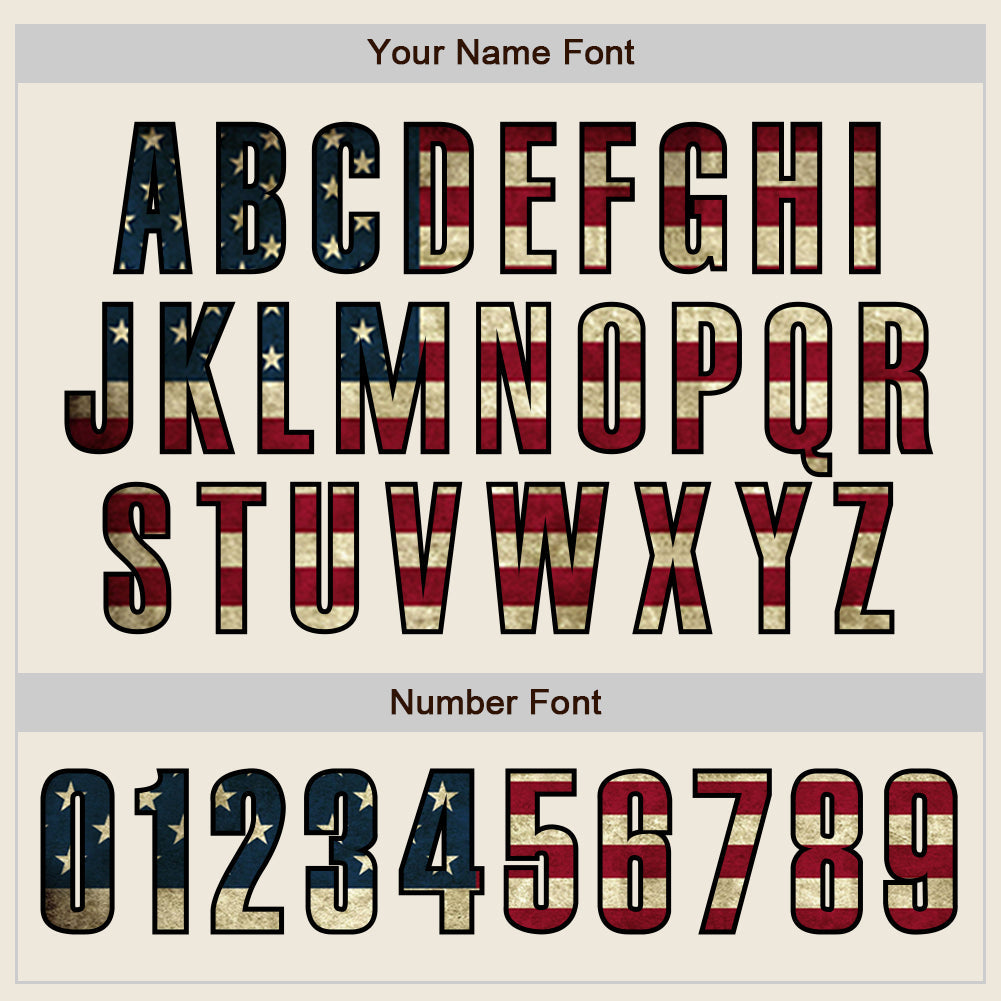 Custom Cream Vintage USA Flag Black-Red Authentic Baseball Jersey - Sky-Custom