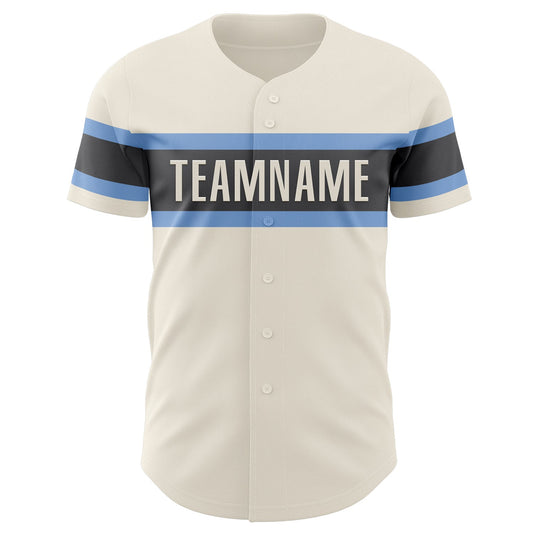 Custom Cream Light Blue-Steel Gray Authentic Baseball Jersey - Sky-Custom