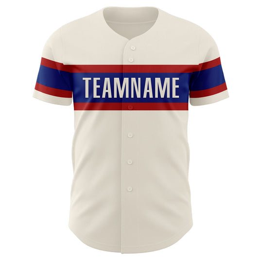Custom Cream Red-Royal Authentic Baseball Jersey - Sky-Custom