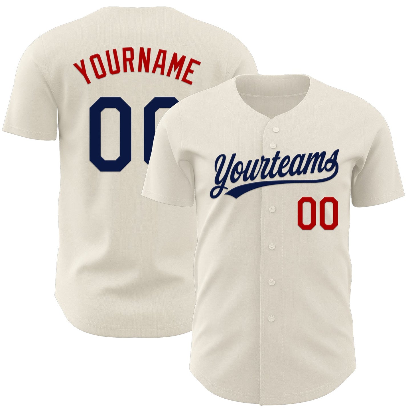 Custom Cream Navy-Red Authentic Baseball Jersey - Sky-Custom