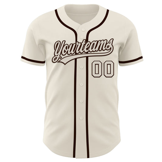 Custom Cream Brown Authentic Baseball Jersey - Sky-Custom