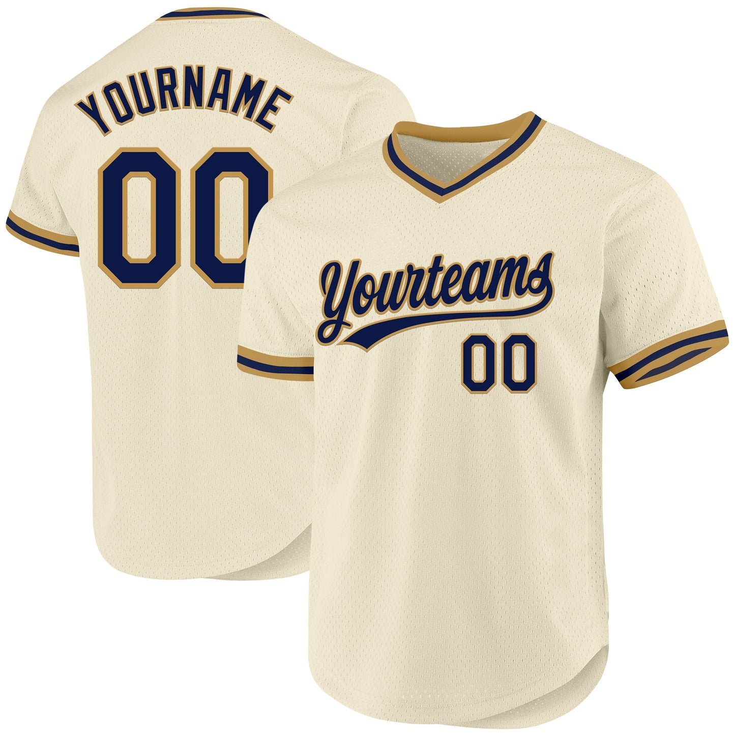 Custom Cream Navy-Old Gold Authentic Throwback Baseball Jersey - Sky-Custom