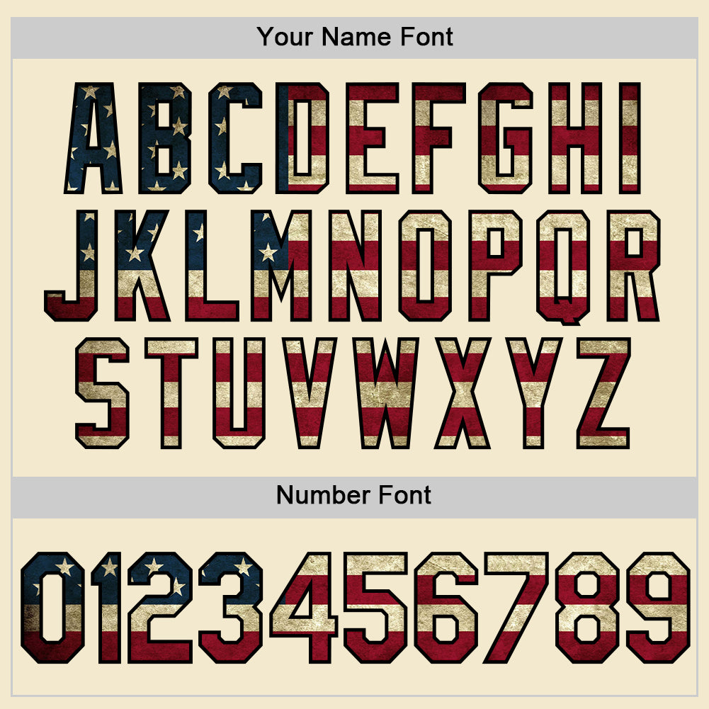 Custom Cream Vintage USA Flag Black-Old Gold Authentic Throwback Baseball Jersey - Sky-Custom