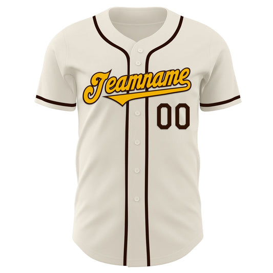 Custom Cream Gold-Brown Authentic Baseball Jersey - Sky-Custom