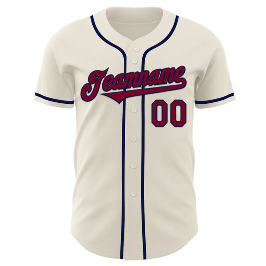 Custom Cream Maroon-Navy Authentic Baseball Jersey - Sky-Custom