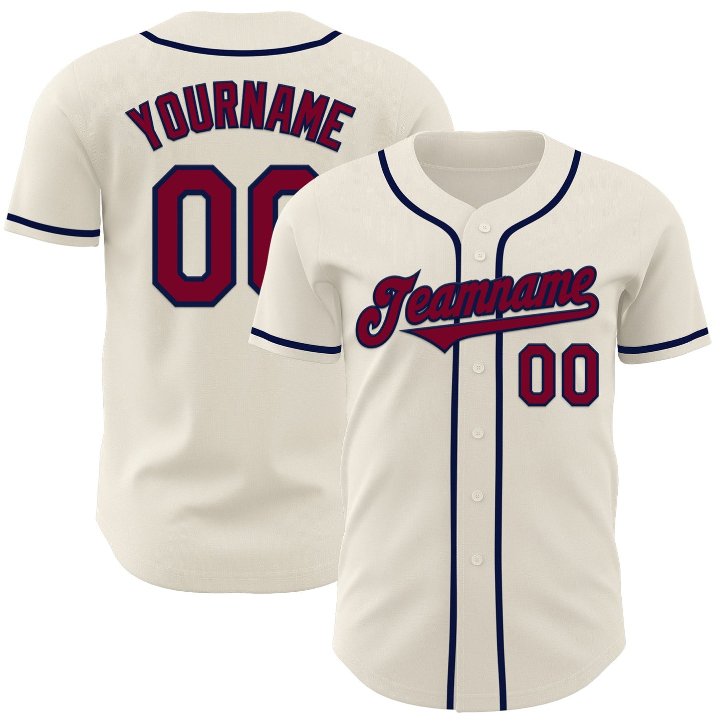 Custom Cream Maroon-Navy Authentic Baseball Jersey - Sky-Custom