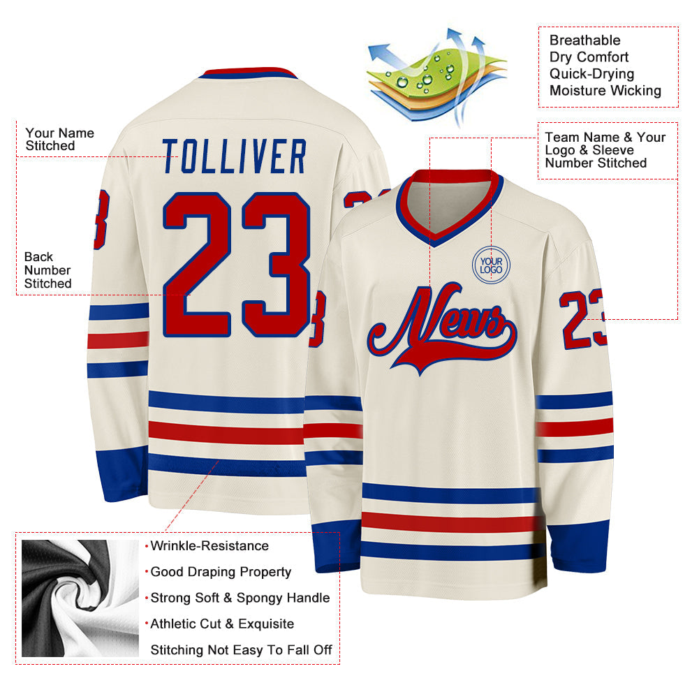 Custom Cream Red-Royal Hockey Jersey - Sky-Custom