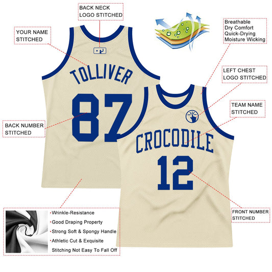 Custom Cream Royal Authentic Throwback Basketball Jersey - Sky-Custom