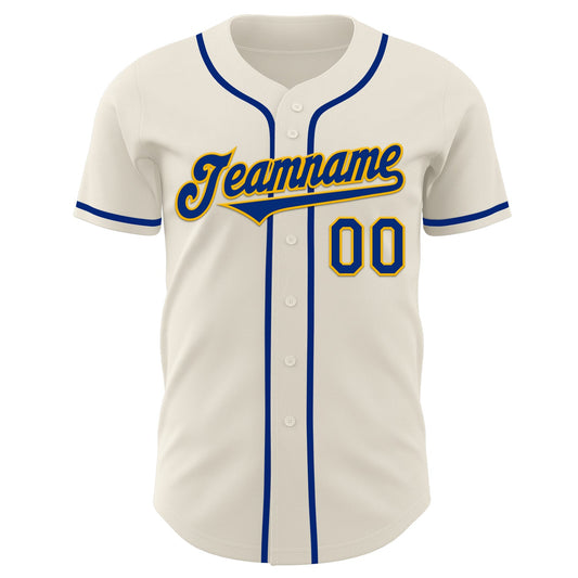Custom Cream Royal-Gold Authentic Baseball Jersey - Sky-Custom