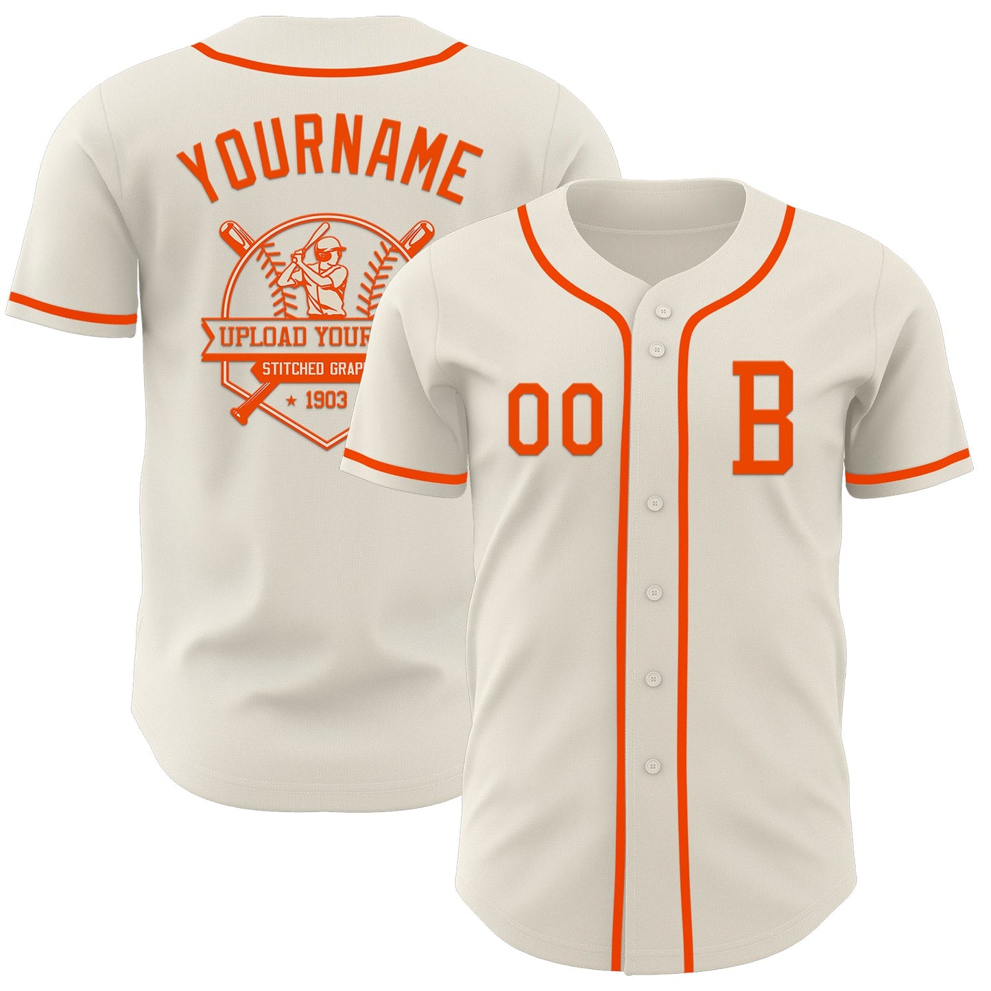 Custom Cream Orange Authentic Baseball Jersey - Sky-Custom