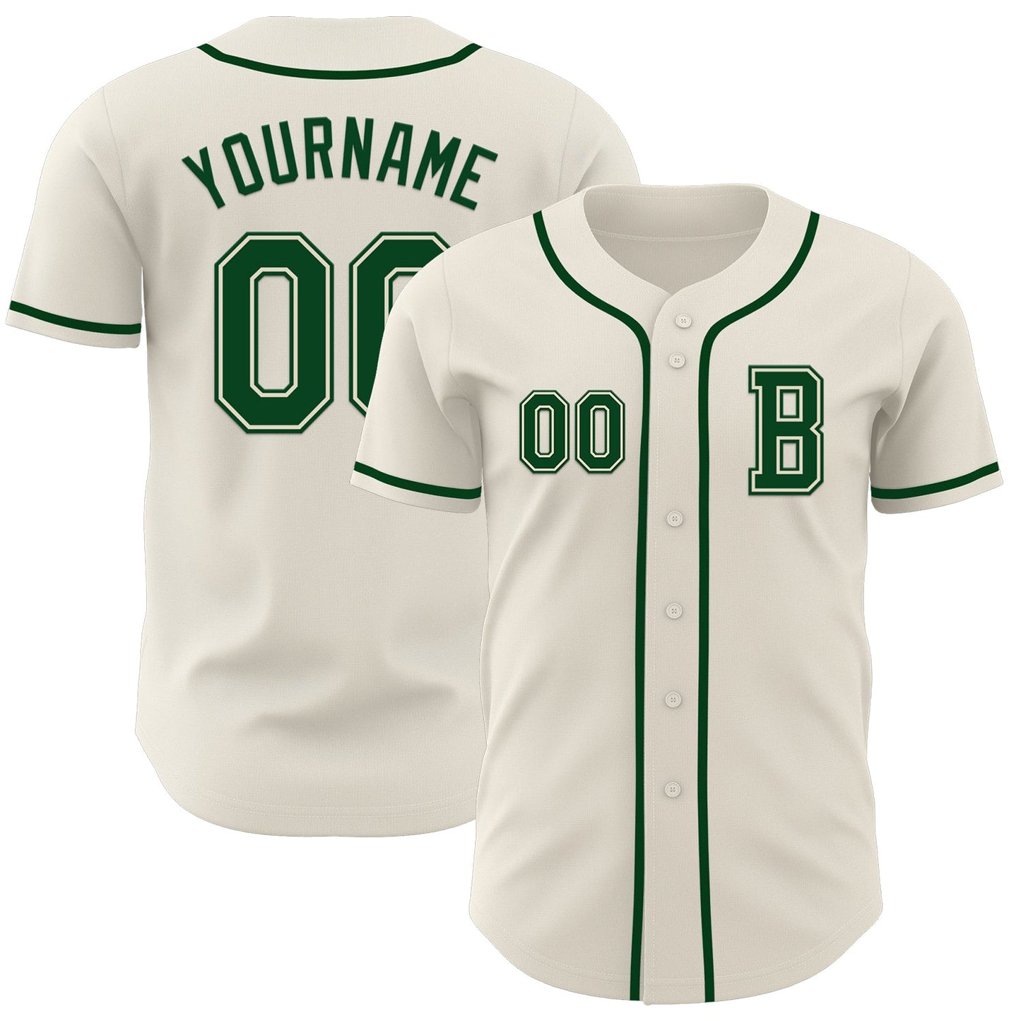 Custom Cream Green Authentic Baseball Jersey - Sky-Custom