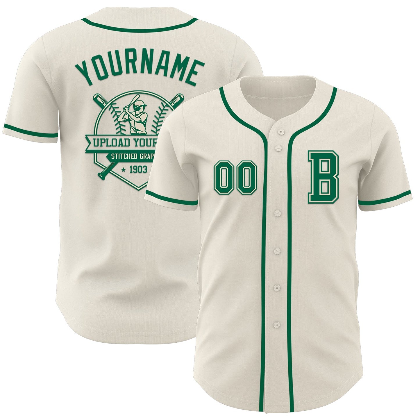 Custom Cream Kelly Green Authentic Baseball Jersey - Sky-Custom