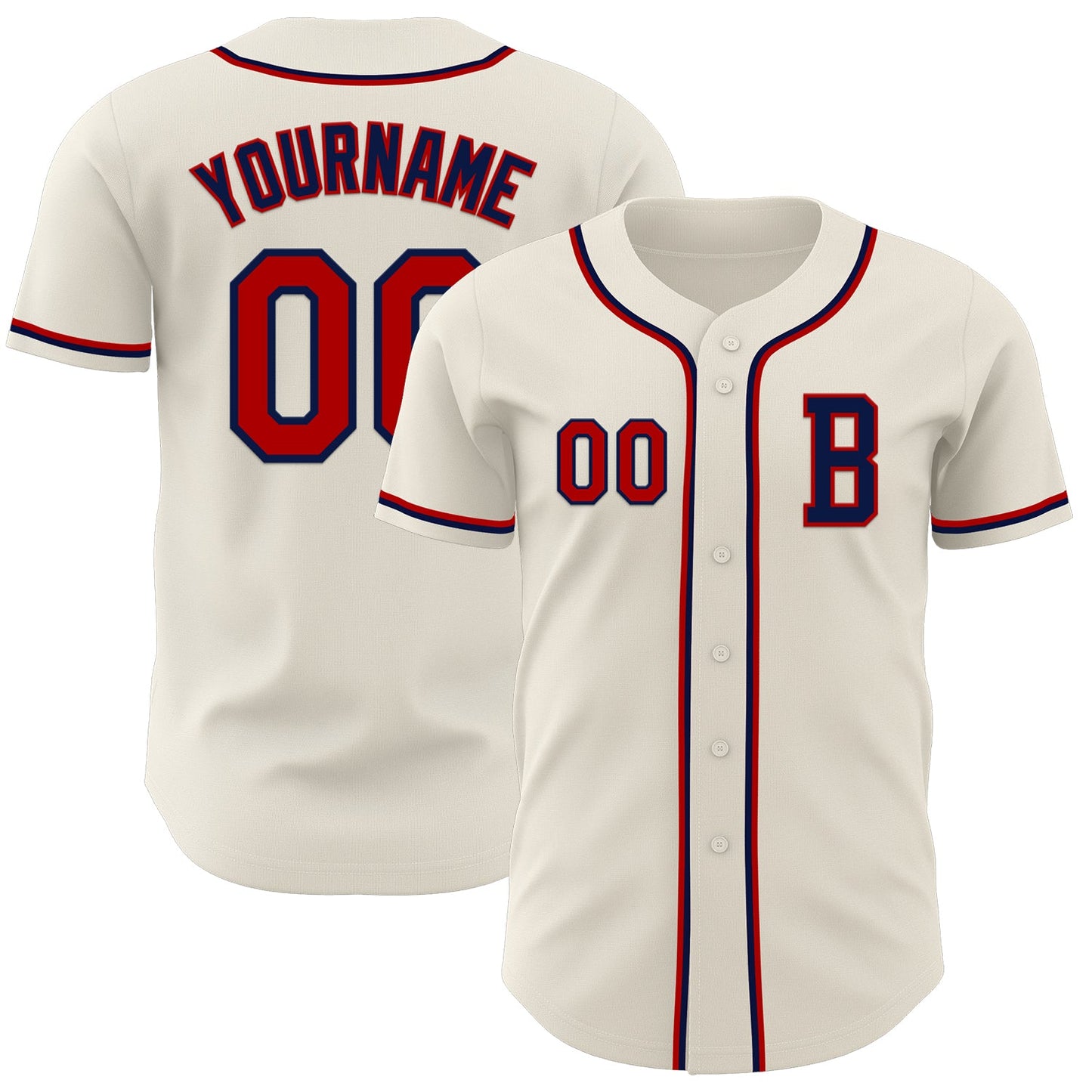 Custom Cream Red-Navy Authentic Baseball Jersey - Sky-Custom