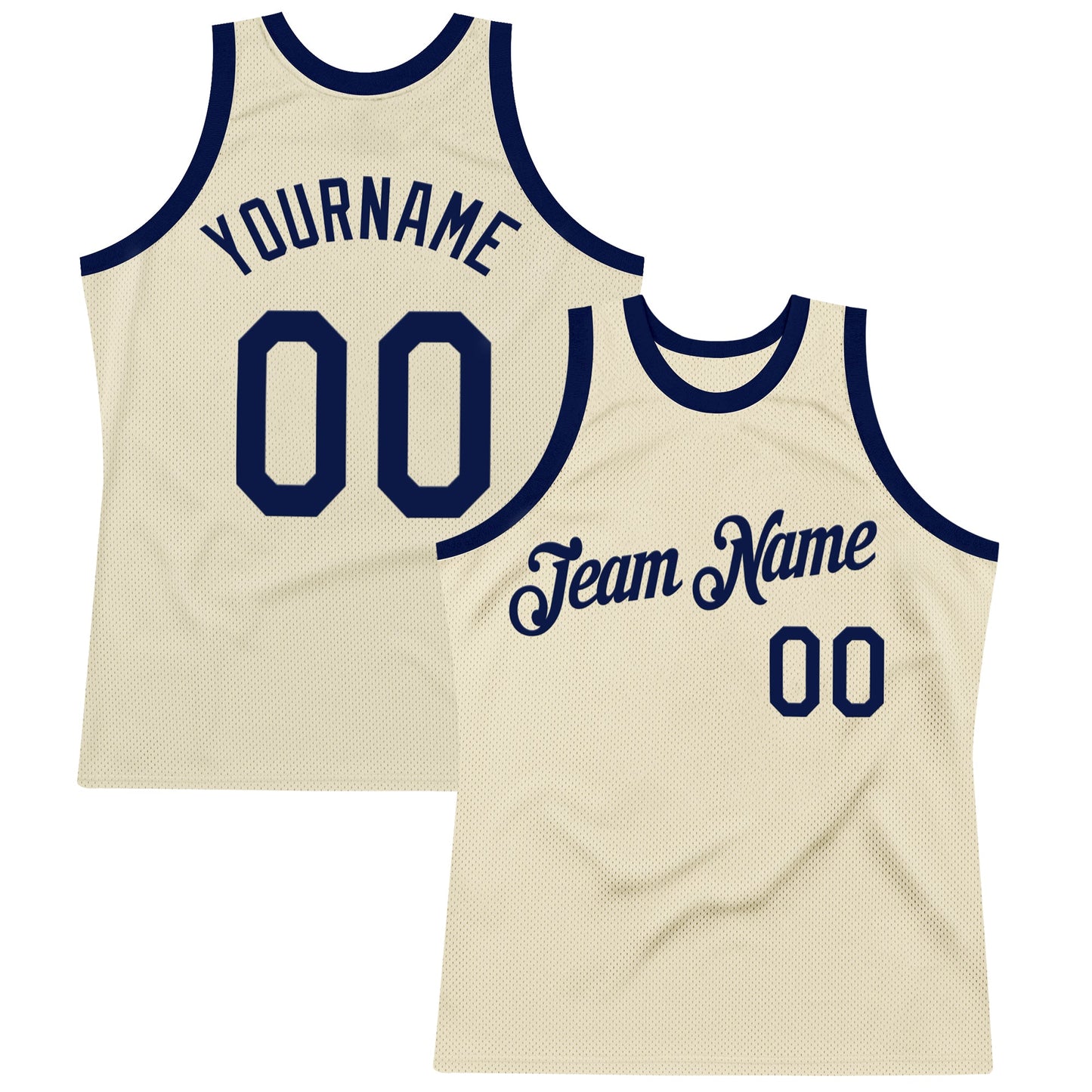 Custom Cream Navy Authentic Throwback Basketball Jersey - Sky-Custom