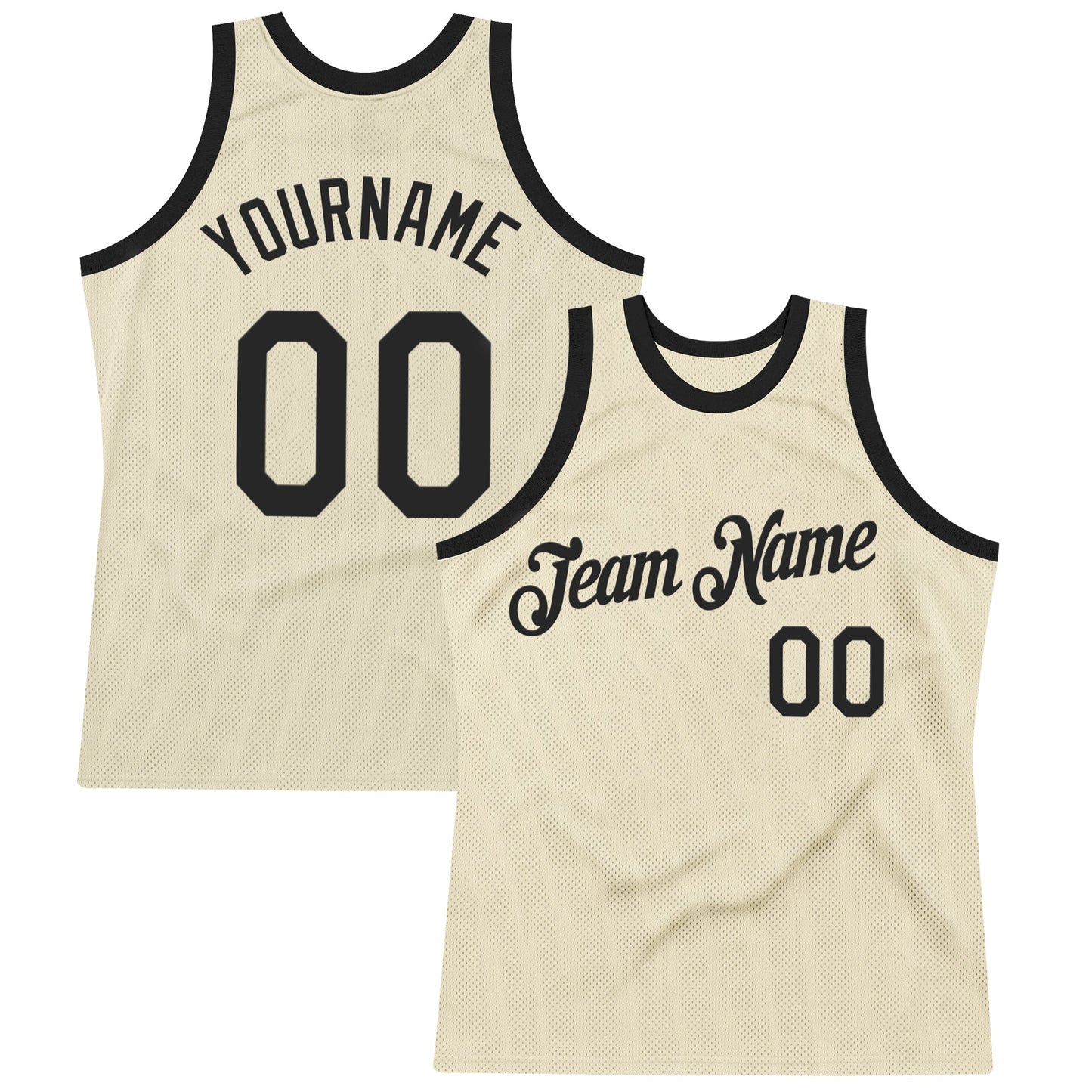 Custom Cream Black Authentic Throwback Basketball Jersey - Sky-Custom