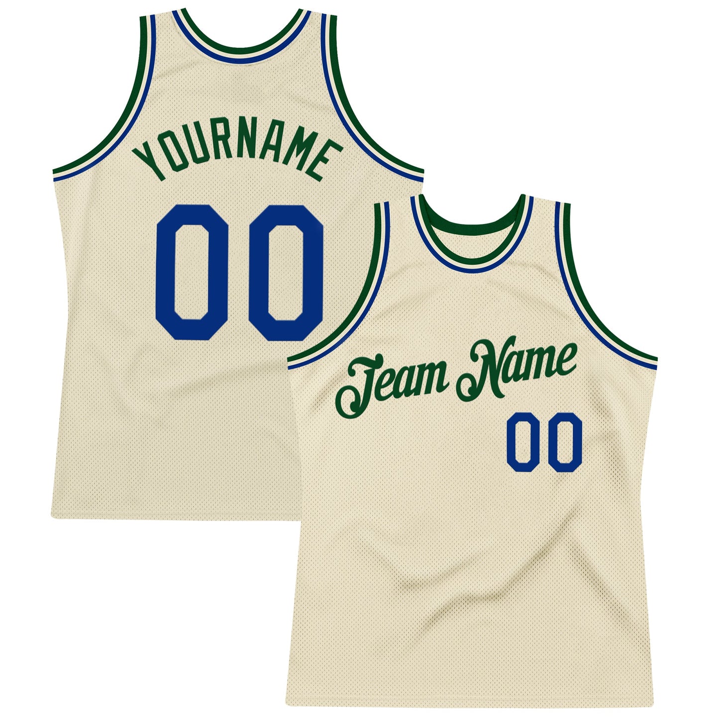 Custom Cream Royal-Green Authentic Throwback Basketball Jersey - Sky-Custom